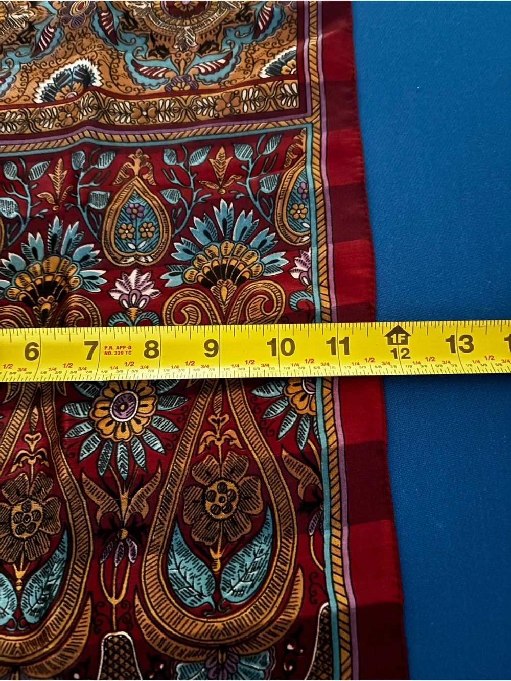 Silk Paisley Pattern Scarf in Burgundy, Teal & Gold